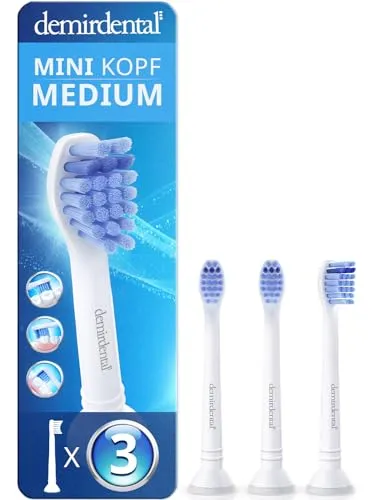 3er Pack demirdental Mini Bürstenkopf kompatibel für Philips Sonicare Ersatzbürsten - DiamondClean - FlexCare - EasyClean - HealthyWhite - Schallzahnbürste - Aufsteckbürsten, entspricht HX6023