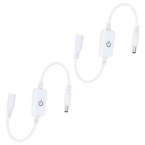 Tunejoy LED Streifen Touch Dimmer Einfarbiger LED Touch Inline Dimmer Schalter mit 5,5 mm Stecker DC 12V-24V 2A für Einfarbige LED Lichtleisten 2 Stück