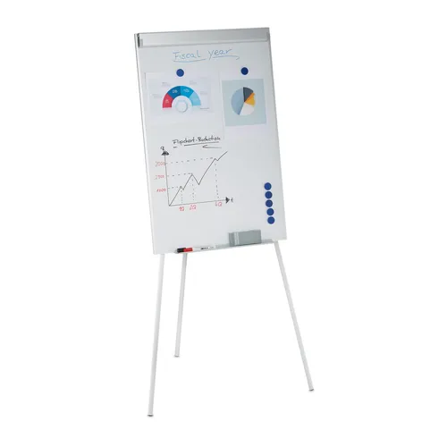 Höhenverstellbares Flipchart Whiteboard - Magnetische Präsentationstafel - Flip-Charts: Magnetische Tafel, höhenverstellbar bis 175 cm, ideal für Präsentationen und Meetings, mit stabiler Eisenkonstruktion.