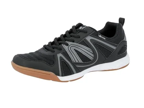 Lico Herren Fit Indoor Hallenturnschuh, Schwarz Grau, 44 EU - Herren-Hallenschuhe, ideal für Indoor-Sportarten mit atmungsaktivem Textil-Innenmaterial für optimalen Komfort und Flexibilität.
