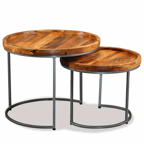 vidaXL Beistelltisch-Set 2 Stk. aus massivem Mangoholz