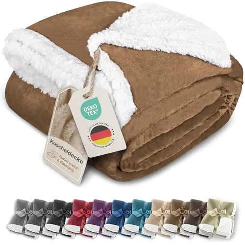 Gräfenstayn Wohndecke in Lammfell-Optik - Wohndecke aus hochwertigem Sherpa-Material, doppelseitiger Kuschelgenuss und ideal für Allergiker – perfekt für gemütliche Stunden zu Hause.