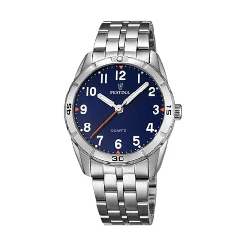 Festina Junior Collection F16907/2 Kinder Armbanduhr - Blau - Kinderuhren mit elegantem Edelstahlarmband und leuchtenden Zeigern für optimale Ablesbarkeit. Wasserdicht bis 5 bar, ideal für aktive Kinder.