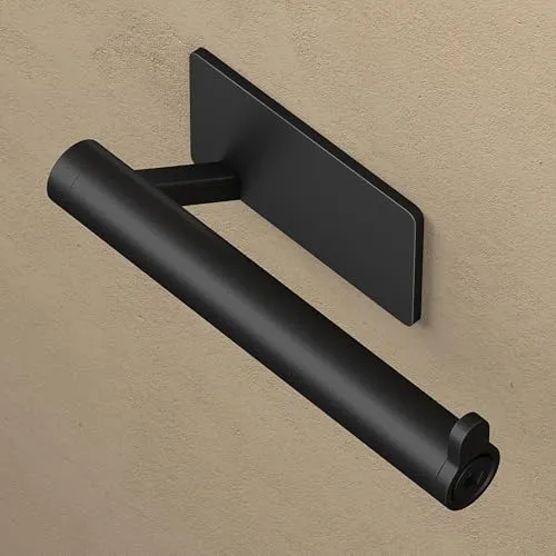 doporro Toilettenpapierhalter ohne Bohren, WC Klopapierhalter Schwarz | Klopapierhalter ohne Bohren oder zum Bohren, Toilettenpapier Halterung aus Edelstahl, WC Klorollenhalter 137mm, Lino-02