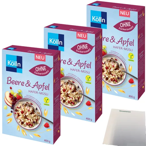 Produktbild Kölln Müsli Beere-Apfel-Hafer ohne Zuckerzusatz 3er Pack 3x400g Packung usy