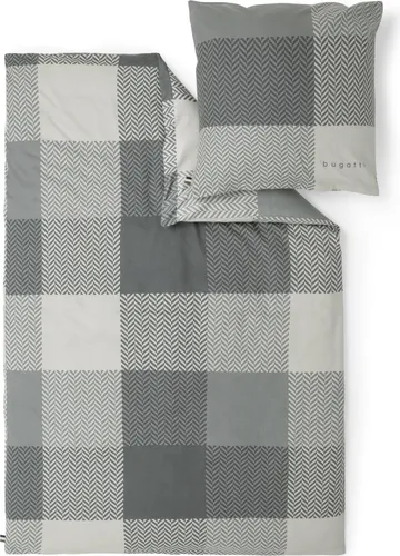 bugatti 2in1 Bettwäsche 135x200 cm - Kombibettwäsche für jede Jahreszeit - Bettwäsche-Set aus 100% Baumwolle mit atmungsaktiver Satin-Oberseite für den Sommer und kuscheligem Flanell für den Winter. Praktischer Reißverschluss und waschbar bei 60° für einfache Pflege.