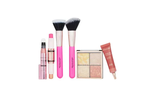 Revolution Makeup Rouge & Leuchtende 6 Teile Geschenk Set - Make-up Sets & Kits mit 6 Teilen für strahlende Looks, inklusive Rouge, Highlighter und Bürste – perfekt für jedes Make-up-Enthusiasten!
