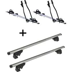 Fahrradträger Set SAGITTAR + Dachträger VDP LION1 für Audi 80 Avant - Fahrradträger Set für Audi 80 (8C/B4) Avant (91-95), inklusive leicht montierbare Dachträger und Halter für bis zu 2 Fahrräder, ideal für alle Fahrradtypen und maximalen Komfort auf langen Fahrten.