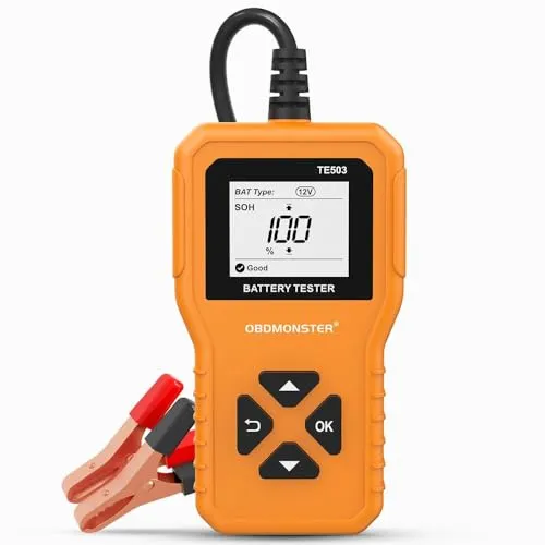 OBDMONSTER TE503 Autobatterietester 6V 12V 24V, BatterieTester KFZ 100-2000CCA 2-220Ah, Batterietester per Auto Barca Camion ATV SUV Moto Tosaerba