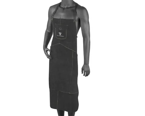 STAHLWERK Schweißerschürze aus hochwertigem Spaltleder - Arbeitsschürze für Schweißen und Plasmaschneiden, hitzebeständig und robust, schützt zuverlässig vor Schlacke und Funkenflug.