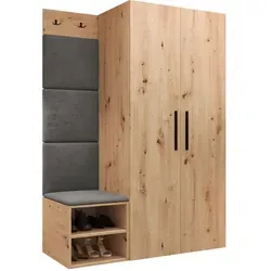 Mirjan24 Garderoben-Set, Grau, Eiche Artisan, Holzwerkstoff, Rechteckig, 80x191x50 cm, Garderobe, Garderoben-Sets & Serien, Garderoben-Sets