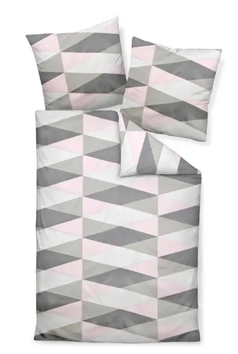 Janine Bettwäsche J.D. 87014 01 Rosa Taupe Grau, Mako-Satin von Janine