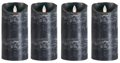 SOMPEX LED-Kerze Sompex Flame LED Echtwachskerzen 4er Set anthrazit 18cm (Set, 4-tlg., 4 Kerzen, Höhe 18cm, Durchmesser 8cm), mit Timer, Echtwachs, täuschend echtes Kerzenlicht