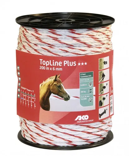 Kerbl Weidenzaun 200 m TopLine Plus Ø 6 mm - 200 m Weidezaunseil der TopLine Plus-Serie bietet optimale Leitfähigkeit und Langlebigkeit. Mit innovativem TriCOND-Material für verbesserte Stromübertragung, ideal für mittlere bis lange Zaunanlagen.