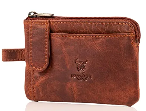 MATADOR Schlüsselmäppchen Leder #CUSCO mit edler Geschenkbox, Autoschlüssel Tasche mit Schlüsselbund, RFID Brieftasche für Karten, Luxus Schlüsseltasche mit mehreren Fächern, Braun Antik