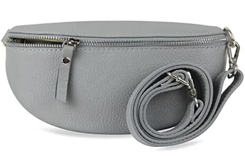 Frentree® Damen Echtleder Bauchtasche - Damen-Schultertaschen, aus hochwertigem italienischem Echtleder, mit silbernem Reißverschluss für einen eleganten Look und praktischer Innentasche für sichere Aufbewahrung.