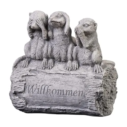 Gartenfigur Erdmännchen-Familie sagt: Willkommen - Figuren: Putzige Erdmännchen-Familie aus frostbeständigem Material, die jeden Gast herzlich willkommen heißt und für gute Laune im Garten sorgt.