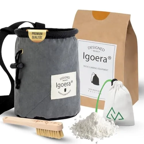 Igoera Chalkbag zum Klettern und Bouldern | spezielles Innenfutter für perfekte Chalk-Verteilung | robuster und langlebiger Kreidebeutel für mehr Sicherheit. (Grau)