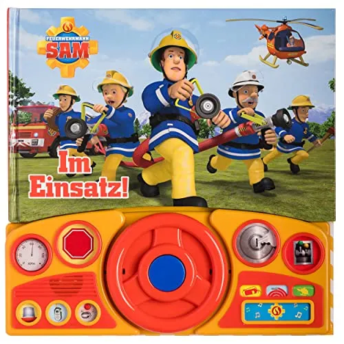 Feuerwehrmann Sam - Im Einsatz! - Soundbuch - Entdecken Sie das spannende Soundbuch mit beweglichem Lenkrad und 13 Geräuschen für Kinder ab 3 Jahren. Perfekt für kleine Feuerwehrfans und interaktiven Lesespaß!