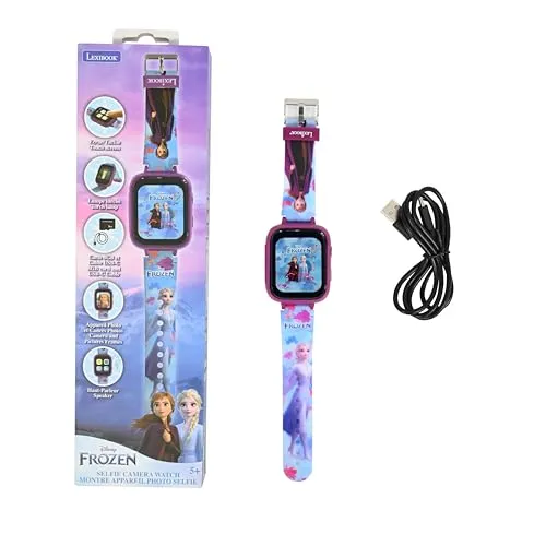 Lexibook Die Eiskönigin Selfie-Kamera-Uhr - Experimentieren & Forschen – Multifunktionale Kinderuhr mit 720p-Kamera, MP3-Player und 5 Spielen für stundenlangen Spaß und kreative Erinnerungen.