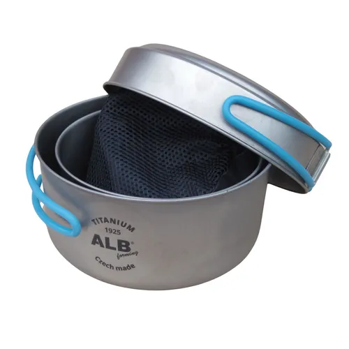 Camping Kochgeschirr Titan ALB Basic 3 teilig Topf Pfanne aus Titan Outdoor