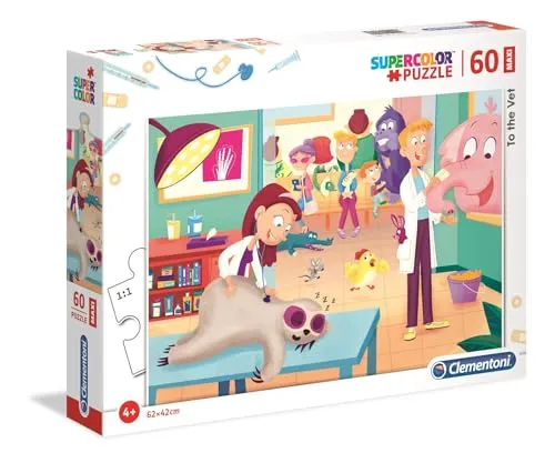 Clementoni 26446 Maxi Der Tierarzt – Puzzle 60 Teile ab 4 Jahren, farbenfrohes Kinderpuzzle mit extra großen Puzzleteilen, Geschicklichkeitsspiel für Kinder