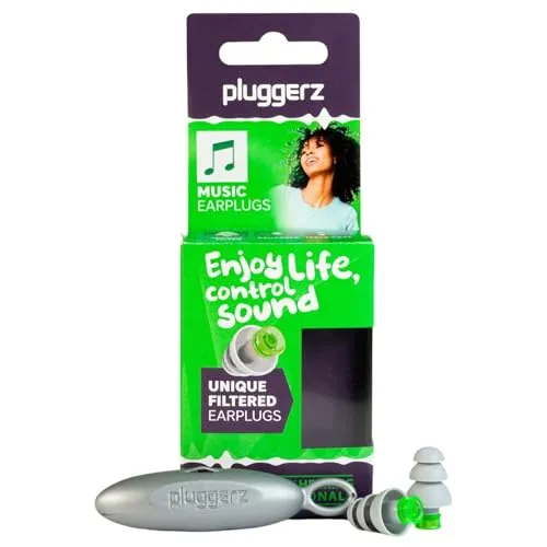 Pluggerz Enjoy Music Ohrstöpsel aus Silikon mit Filter, 23-28 dB, universeller Gehörschutz für Konzerte, Festivals, Musiker und Veranstaltungen, 1 Paar