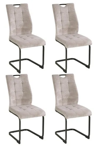 Home4You Freischwinger, Beige, Schwarz, Mikrofaser, Webstoff, Metall, (Set, 4 St), B 44 x H 96 x T 59 cm