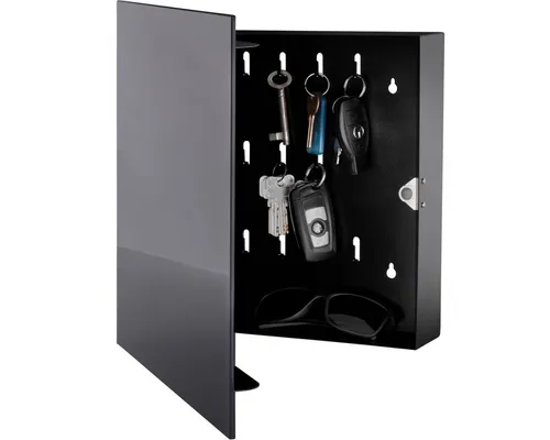 Moderner Schlüsselkasten mit Glasmagnettafel 33 x 33 cm - Schlüsselkästen mit 20 Haken und beschreibbarer Glasmagnettafel – ideal für Ordnung und Notizen im Flur oder Büro.