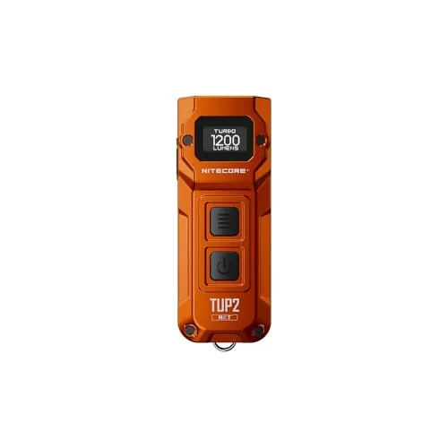 Nitecore OLED Minitaschenlampe TUP2 - 1200 Lumen in Orange - Kompakte Mini-Taschenlampe mit 1200 Lumen, OLED-Display und USB-C-Ladeport. Ideal für Outdoor und den täglichen Gebrauch. Robust, wasserdicht und sturzsicher – für höchste Ansprüche!