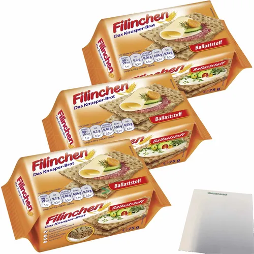 Filinchen das Knusperbrot Ballaststoff 3er Pack 3x75g Packung usy Block