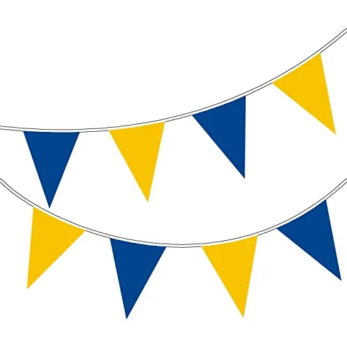 Happium Wimpelkette, Blau, Gelb, 10 m