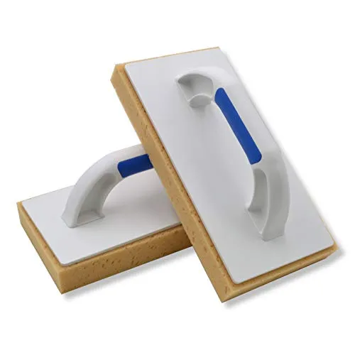 2er Set DEWEPRO® Schwammbrett 280x140mm Fliesenwaschbrett mit 30mm gerasterte Schwammauflage - Fugenwaschbrett - Schwammscheibe - Fliesenschwamm mit 2-Komponenten Handgriff