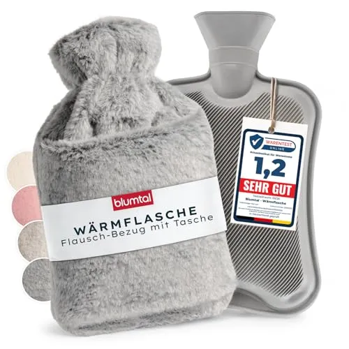 Blumtal Premium Wärmflasche mit Bezug & Tasche