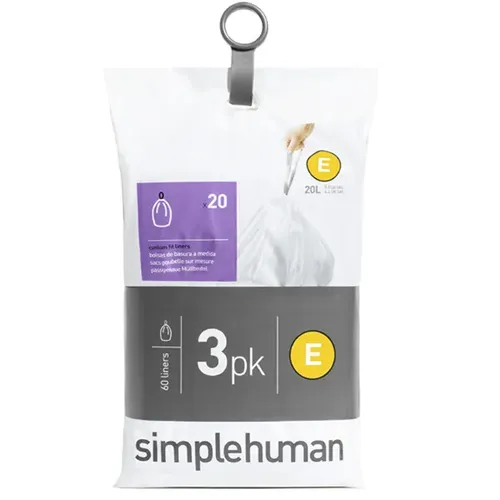 Müllbeutel Simplehuman Code E, 3 x 20 Stück, 60 Beutel