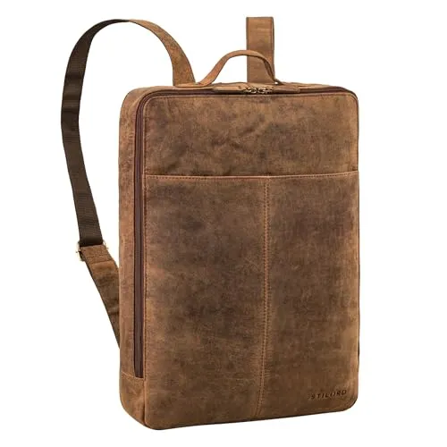 STILORD 'Livius' Schmaler Leder Rucksack für Herren & Damen – XL Laptoprucksack bis 19 Zoll - Vielseitiger Rucksack aus Echtleder für Büro, Uni und Reisen. Mit vielen Fächern und einem praktischen Antidiebstahlfach bietet er viel Platz und Sicherheit für Ihre Wertsachen. Ideal für einen aktiven Alltag!