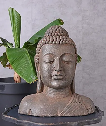 Unbekannt Buddha Skulptur XXL Kopf Büste Asien Gartenfigur Feng Shui Balkonfigur Palazzo Exklusiv