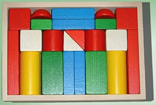 Ebert Holzbaukasten mit 22 großen bunten Blöcken - Bauspielzeugset, handgefertigt im Erzgebirge, ideal für Kinder ab 1 Jahr und fördert die Kreativität und Motorik.