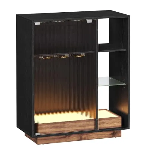 VASAGLE Weinschrank mit Beleuchtung, Barschrank mit Weinglashalter