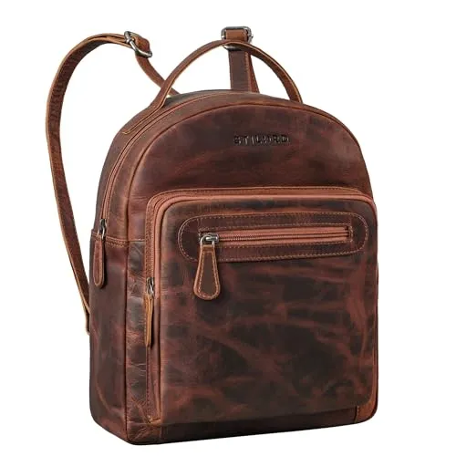 STILORD 'Kima' Vintage Rucksack Damen klein aus Echtleder - Eleganter Cityrucksack aus hochwertigem Rindsleder mit vielen Fächern für optimale Organisation. Ideal für Alltag und Freizeit, immer stilvoll an Ihrer Seite.