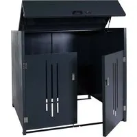 PROREGAL Mülltonnenbox 154x160x136cm Anthrazit – Robuste Abfallcontainerverkleidung - Vielseitige Müllcontainerverkleidung aus verzinktem Stahl, ideal für die sichere und ansprechende Unterbringung von Mülltonnen. Mit praktischer Gasdruckfeder für einfachen Zugang und optimaler Belüftung.