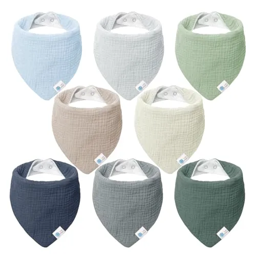 lulumoon Sabberlätzchen Baby Musselin Dreieckstuch Baby für Junge und Mädchen (8 Stück, Strand)