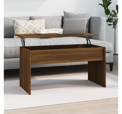 furnicato Couchtisch Braun Eichen-Optik mit höhenverstellbarer Tischplatte