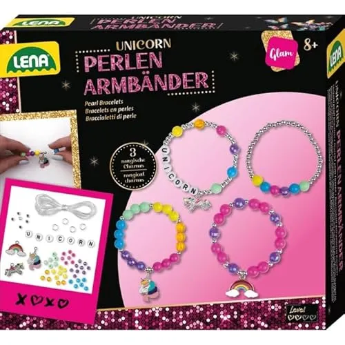 Lena 42708 Perlen Armbänder Unicorn, Faltschachtel, Mehrfarbig