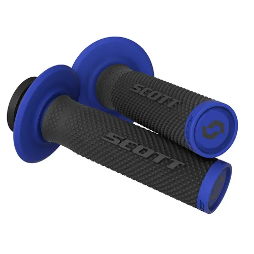 Scott SX II MX Motorrad Griffe inkl. Cam Set schwarz/blau - Lenkergriffe mit Antivibrations-Konstruktion, schnelle Montage ohne Kleber, ideal für die meisten 2- und 4-Takt-Bikes.