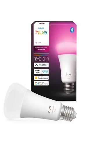 Philips Hue Smart LED A67 Lampe, Weiß und Color Ambiance - Energiesparlampe mit Vollspektrumlicht von 1000K-20000K, dimmbar und kompatibel mit Alexa, Google Assistant und Apple Home für individuelle Lichtgestaltung.