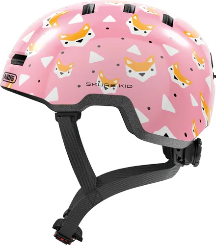 ABUS Kinderhelm Skurb Kid - Robuster Skater-Fahrradhelm für Mädchen und Jungen mit Zopf-Platz - Rosa mit Füchsen, Größe M - Fahrradhelme – Der ABUS Skurb Kid bietet sicheren Schutz im Skater-Style mit individuellem Tragekomfort und Platz für Zöpfe, ideal für aktive Kinder.