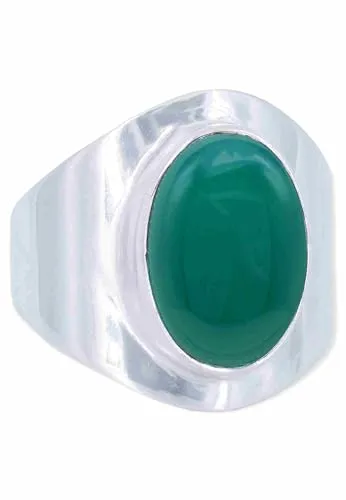 mantraroma Ring Silber Damen grünen Onyx Edelstein grün schlicht groß modern