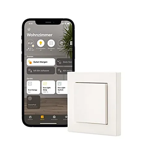 Eve Light Switch (Apple Home) - Smarter Lichtschalter für einfache, Wechsel- und Kreuzschaltung, kein Bridge nötig, integriert sich in Apple HomeKit für komfortable Steuerung und höchste Sicherheit