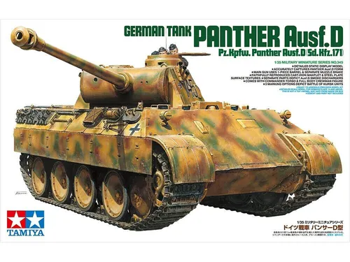 Tamiya 35345 Deutscher Panzerkampfwagen Panther D. WWII Modellbausatz 1:35 - Plastik Modellbausatz im Maßstab 1:35, ideal für Militär- und Modellbau-Enthusiasten. Überzeugt durch Detailtreue und einfache Montage.